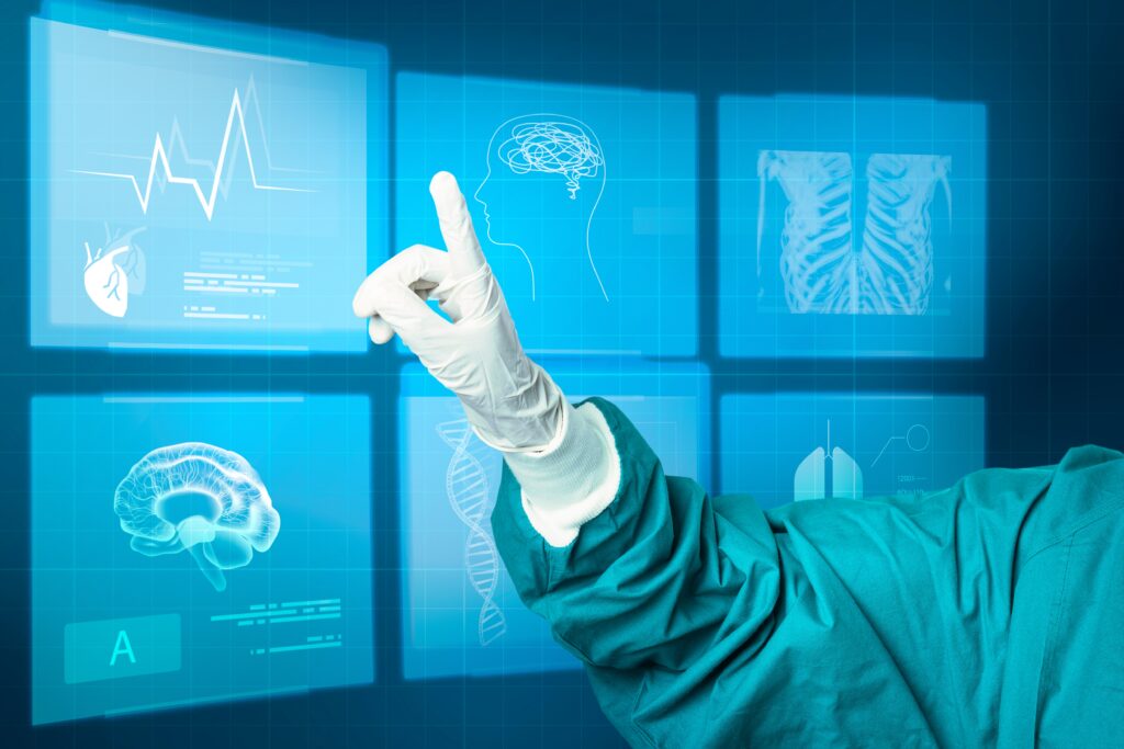 AI in Healthcare training - professional analyzing AI-based medical software